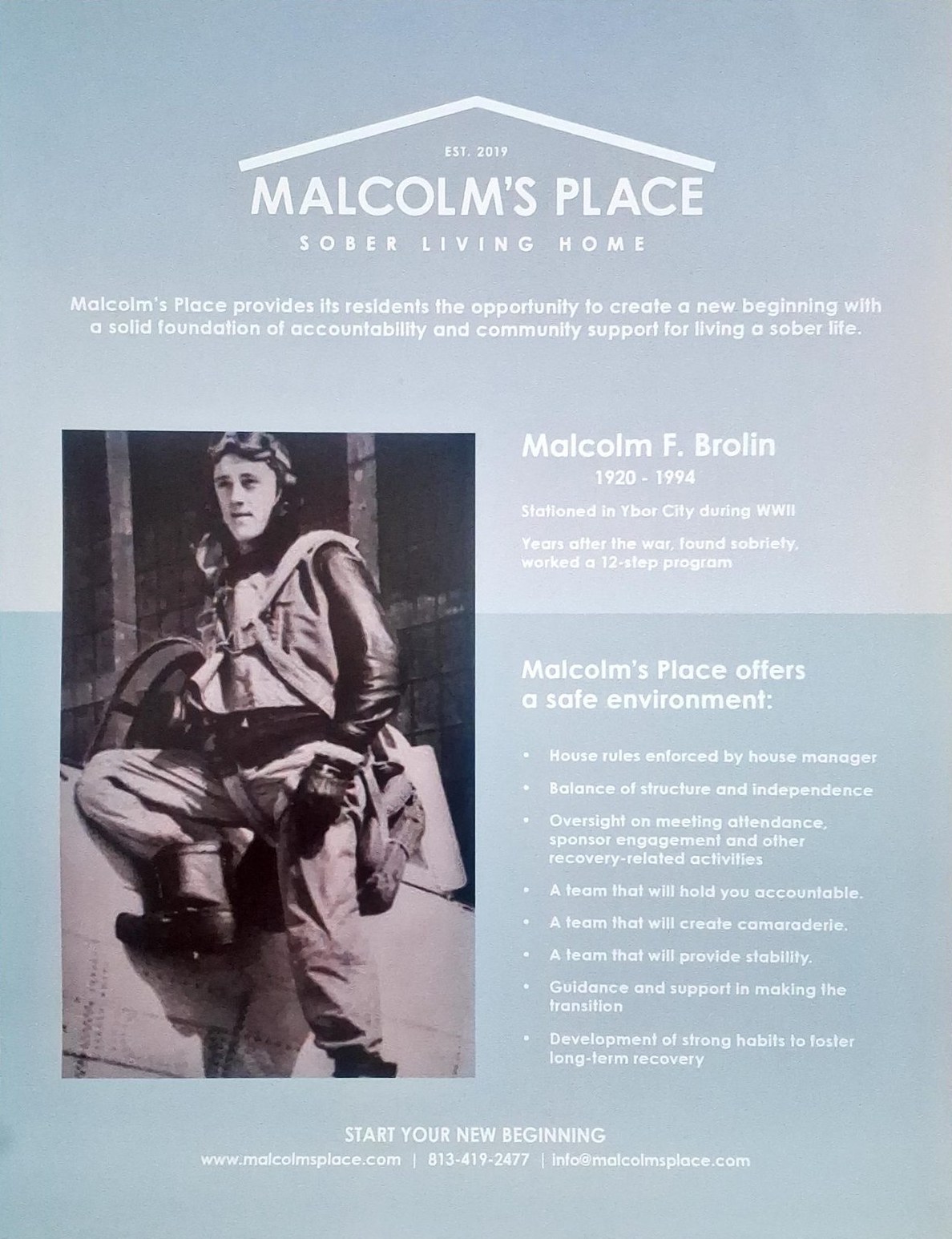 Malcolm's Place flyer - Malcolm F. Brolin